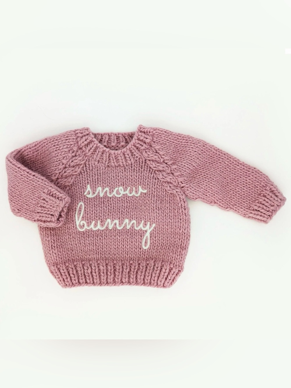 Huggalugs Baby Girl “Snow Bunny” Rosy Crewneck Sweater - Size 6-12M